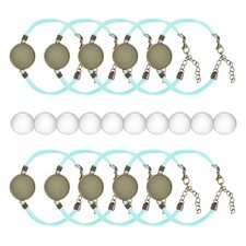 Bracelet Blanks for Jewelry Making 10pcs 20mm Light Blue/Bronze