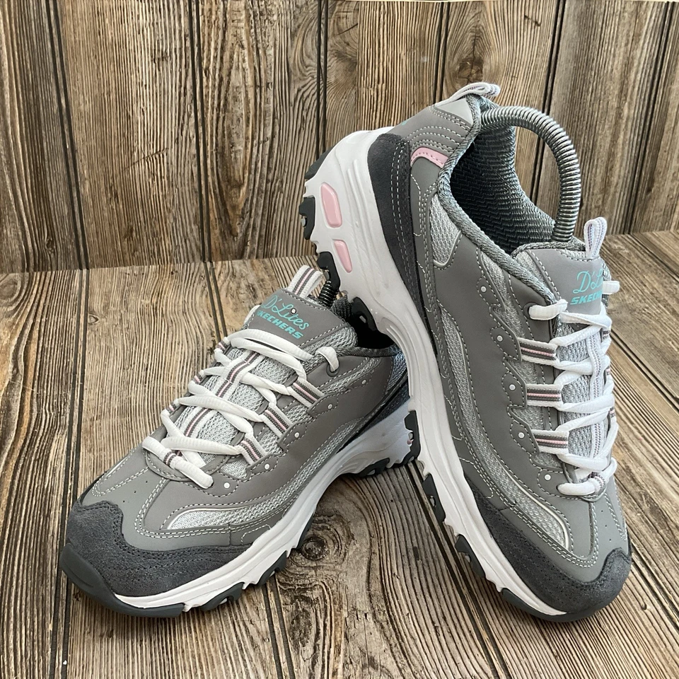 Skechers D'Lites Mujer 11947W Gris Atlético Caminar Tenis Zapatos Talla 8 Anchos Foto 4 de 4