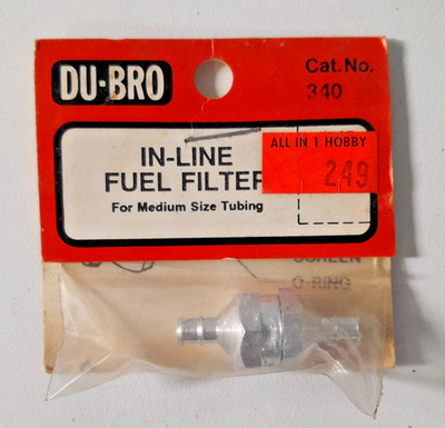 Vintage NOS Du Bro In-Line Fuel Filter for Medium Size Tubing - Cat. No. 340