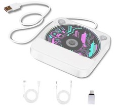Portable CD Player for Car, External CD Player with USB/AUX,Plug Play White