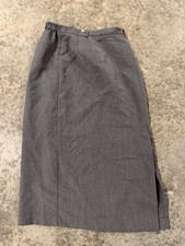 Vint. Requirements Gray Herringbone Lined Slit Pencil Midi Skirt Regular Size 12