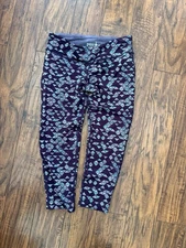 Smartwool Women’s Athletic Leggings in Purple with Blue Geometric Design | M