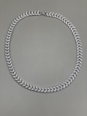Vintage ENGEL BROTHERS EB Sterling Silver Crystals Wedding 15  Chocker Necklace