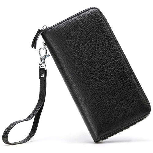 Womens Wallet RFID Blocking Genuine Leather Zip Around Wallet Clutch Wristlet...