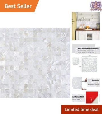 Peel Stick Backsplash Mother of Pearl Shell Tiles Waterproof DIY Decor