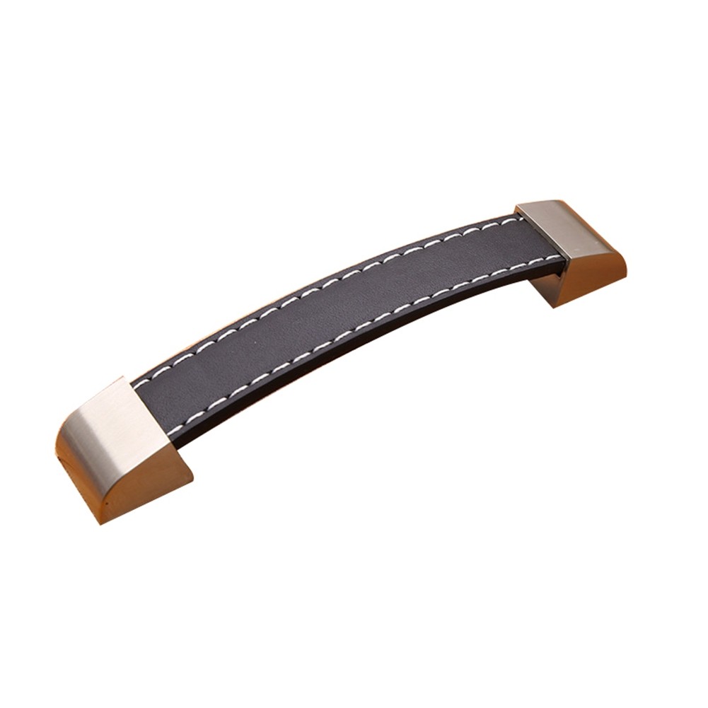 Black Leather Cabinet Handle Pull For Wardrobe Furniture Easy To Use