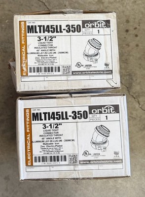 LOT OF 2 , Orbit MLT45-350 3.5''- 45 Degree Steel Liquid Tight Connector NEW