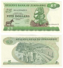 ZIMBABWE 5 Dollars Banknote (1994) P.2e - UNC