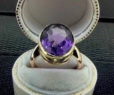 3 CT Solitaire Oval Cut Amethyst Wedding Engagement Ring 14K Yellow Gold Finish