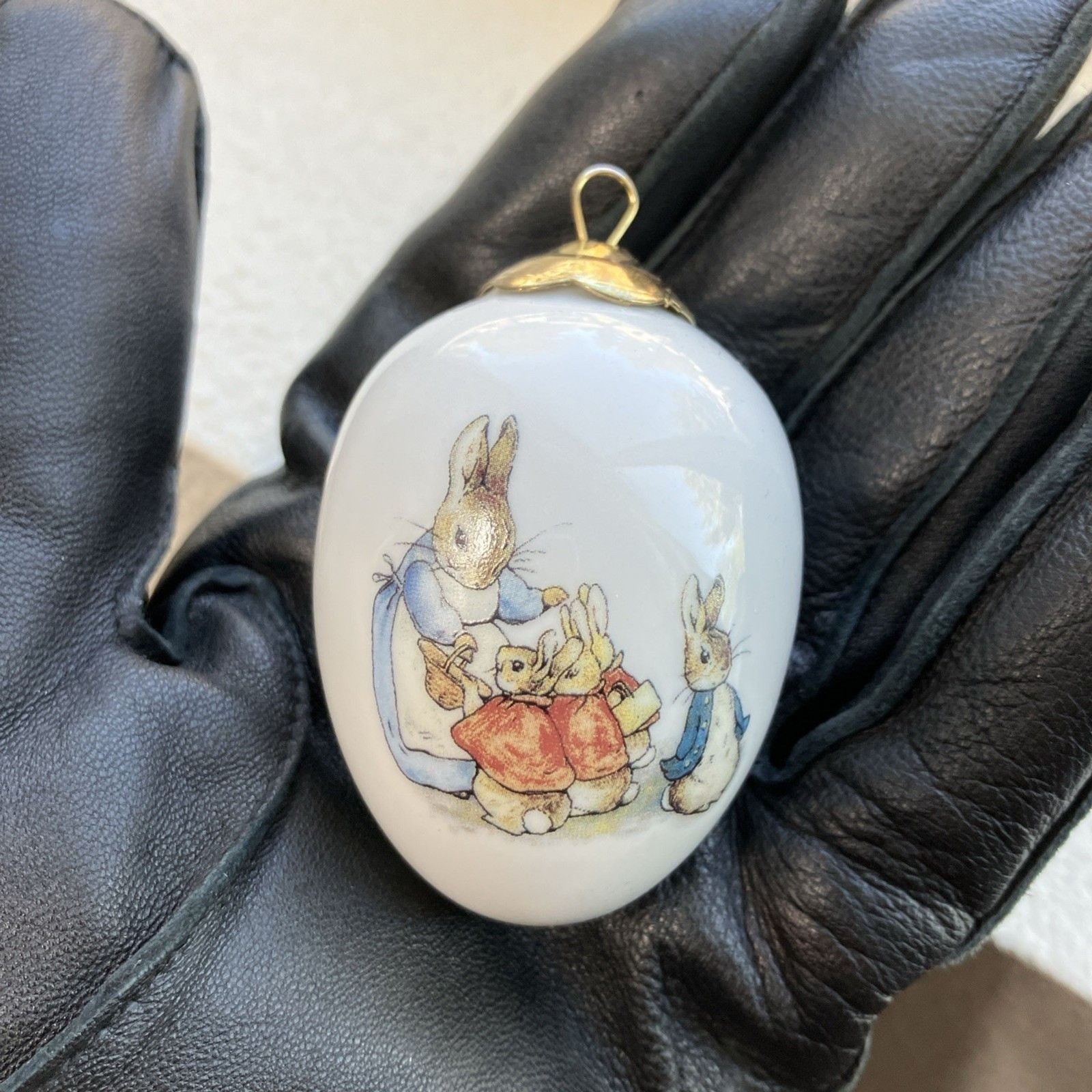 Porcelain Beatrix Potter Ornaments Two Reutter Porzella Eggs Peter Rabbit German