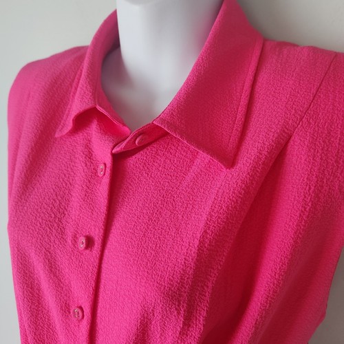 NWT $134 Women Sz 8 CALVIN KLEIN Pink Fuchsia Sleeveless Shirt Dress Fit & Flair - Bild 6 von 10