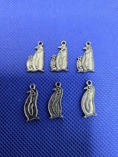 6 pcs silver Tone penguin charms 19X10mm