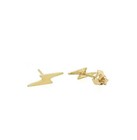 14K Yellow White  Rose Gold Lightning Bolt  Earrings with Push Back.