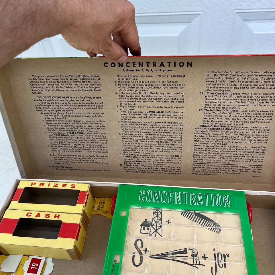 1960 Concentration Game 2nd Edition by Milton Bradley - No Money- Good ...