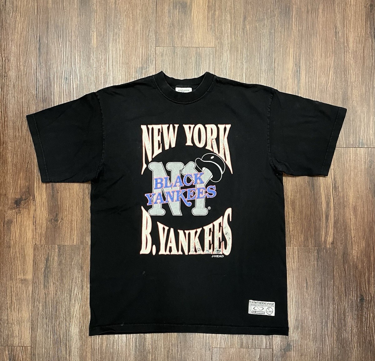 Vintage 90s New York Black Yankees Negro League Baseball Graphic T