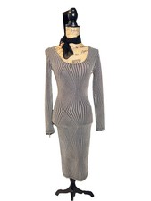Black and Gold Formal Sequin Backless Evening Dress Sz Small Long Sleeve Party