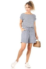 WOMEN'S Striped French Terry Vacation Romper MADE IN USA