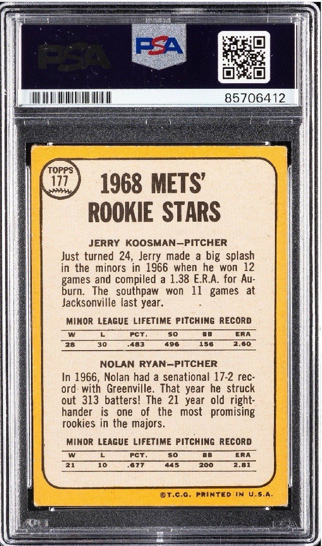 1968 Topps - Nolan Ryan Rookie Auto PSA 10 Multiple Inscriptions view 2