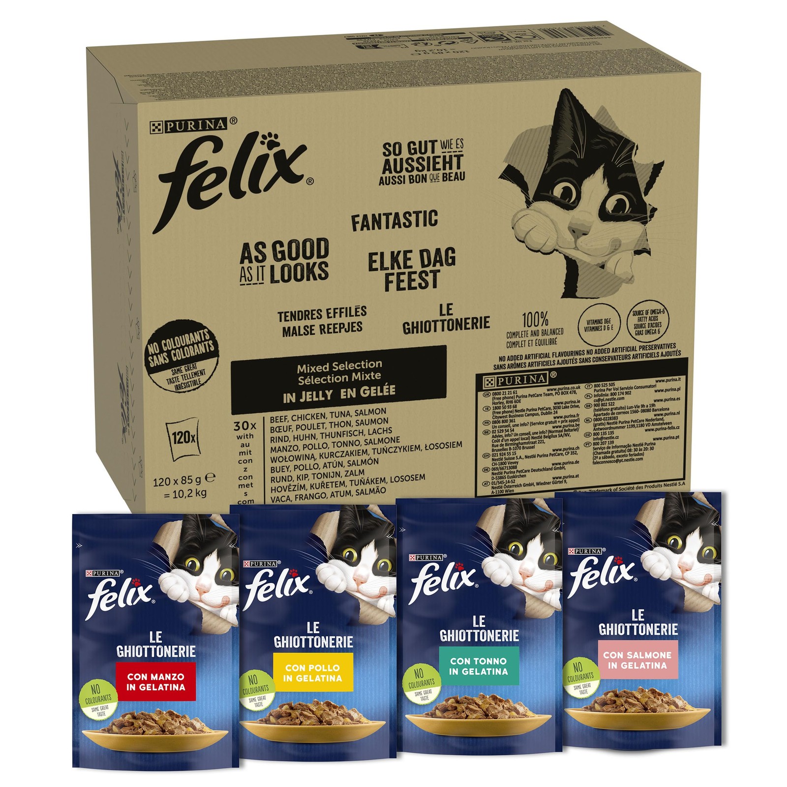 Felix Purina Ghiottonerie Gatto Adulto Umido Gelatina Multipack