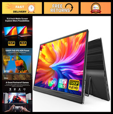 15.6" Portable 1080P FHD Monitor - HDMI/USB-C Travel Display for Laptops, Gaming