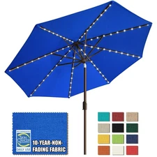 EliteShade USA Umbrella Solar 9ft Market Umbrella with 80 LED Lights