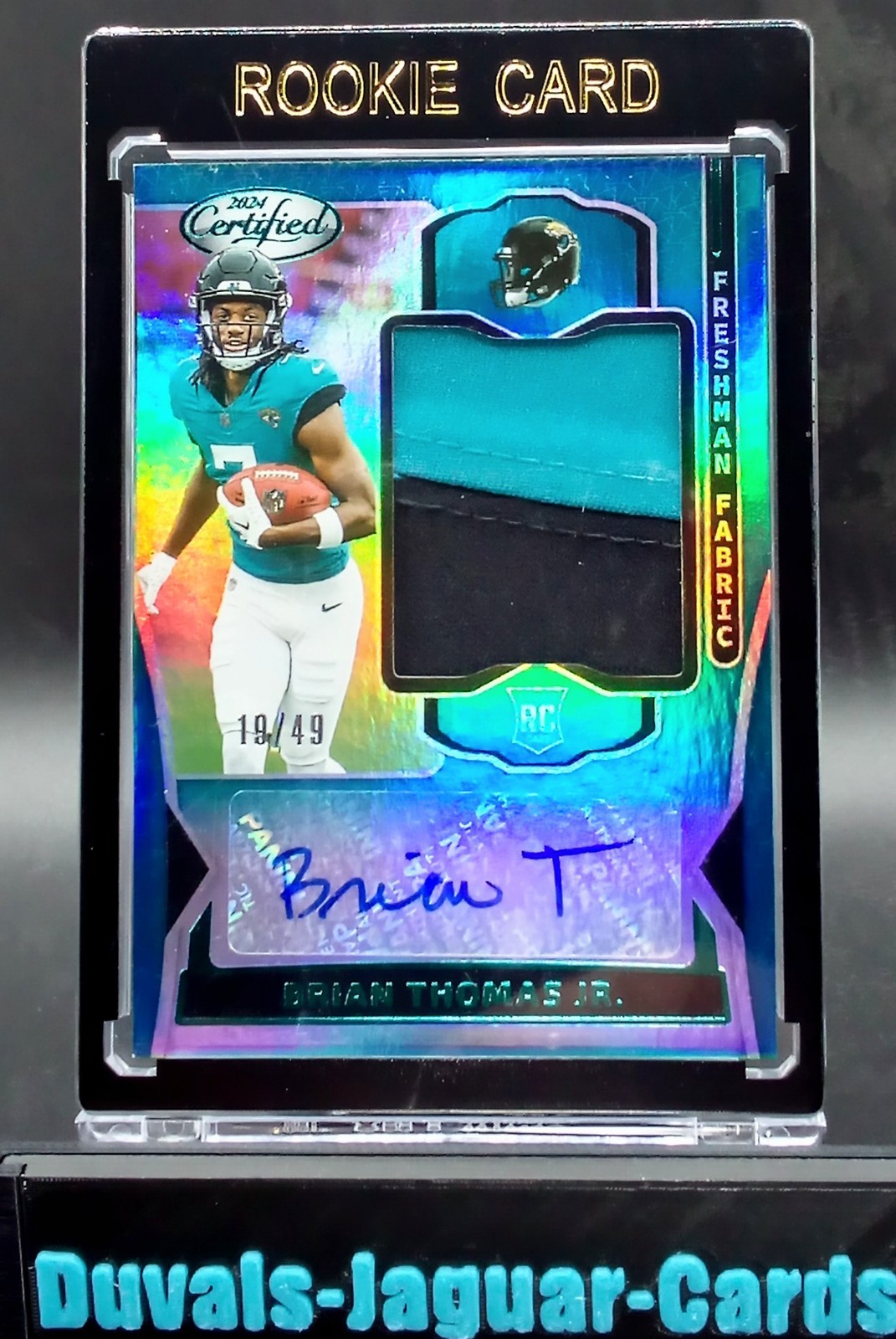 Brian Thomas Jr /49 RARE🔥TEAL Mirror Freshman Fabric RPA 2Clr RC Patch Auto SSP view 2