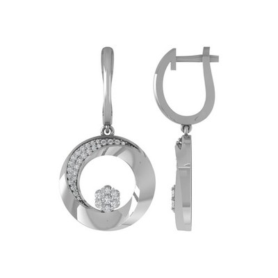 Sterlingsilber 0,5 kt im Labor gezüchteter Diamant zusammengesetzter Ohrhänger & Ohrhänger