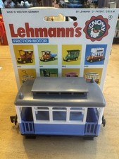 Vintage Western Germany Lehmann Gnomy Blue  White Train Trolley 971 With Box