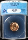 1958-D Lincoln Cent - RPM-015  #15 ANACS MS65 red