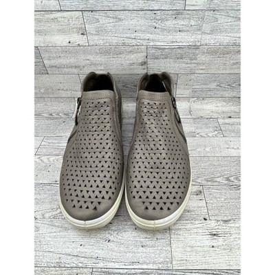 ECCO Danish Design Women's Taupe Perforated Leather Zip Slip On Sneakers Size 9