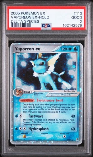 2005 POKEMON EX DELTA SPECIES #110 VAPOREON EX-HOLO PSA 2