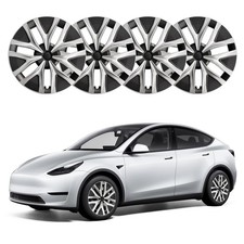 19 Inch Wheel Covers for Model Y 2020-2024 Silver/Black Set of 4 ABS Arachnid
