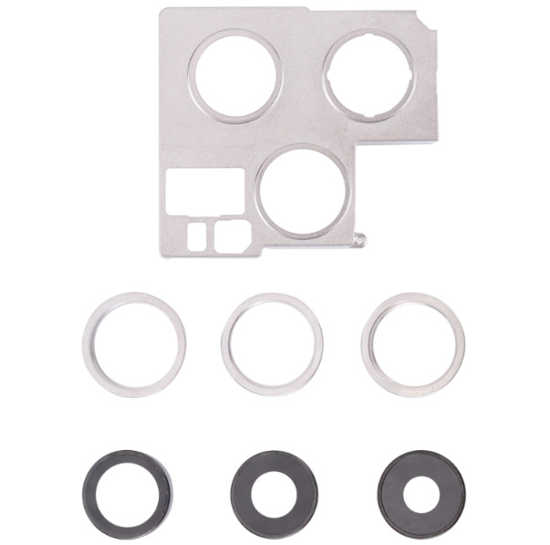 KIT COMPLETO VETRO VETRINO FOTOCAMERA POSTERIORE PER IPHONE 13 PRO SILVER foto 2