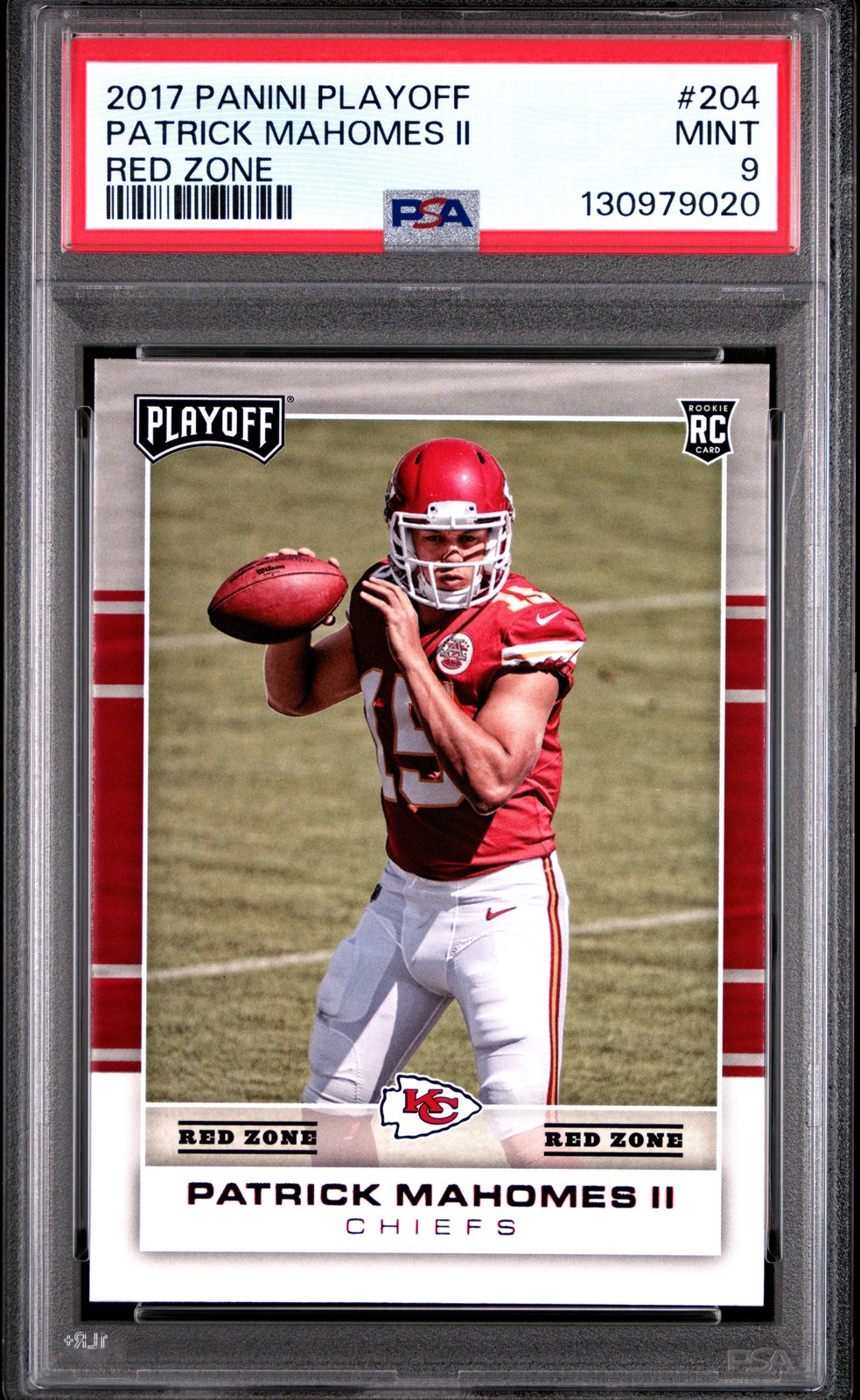 2017 PANINI PLAYOFF RED ZONE #204 PATRICK MAHOMES II ROOKIE RC PSA 9
