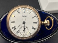 American Waltham 1883 Pocket Watch Yellow Gold Filled 15j Open Back Runs