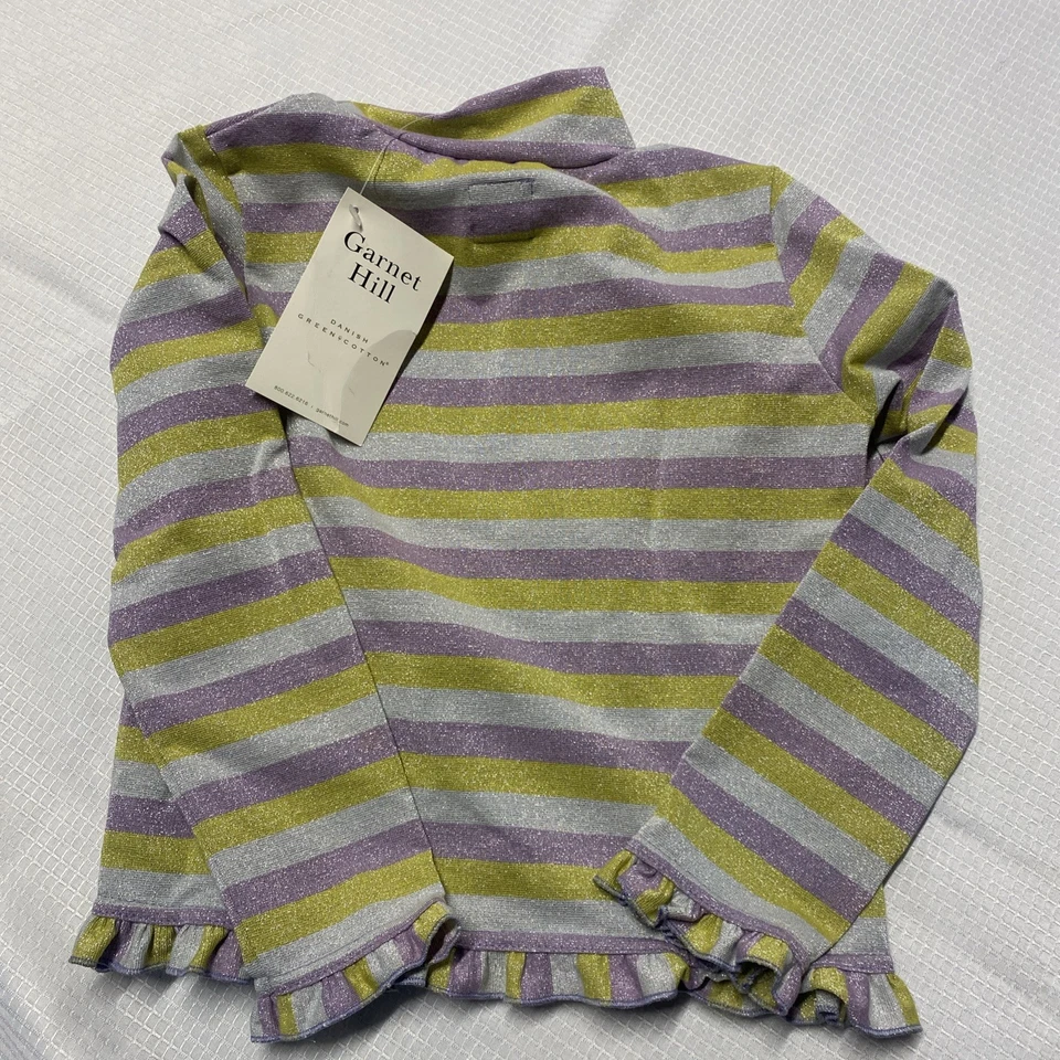 Top de cuello alto a rayas brillantes de colección Garnet Hill para niñas - talla 6 nuevo con etiquetas Foto 3 de 4