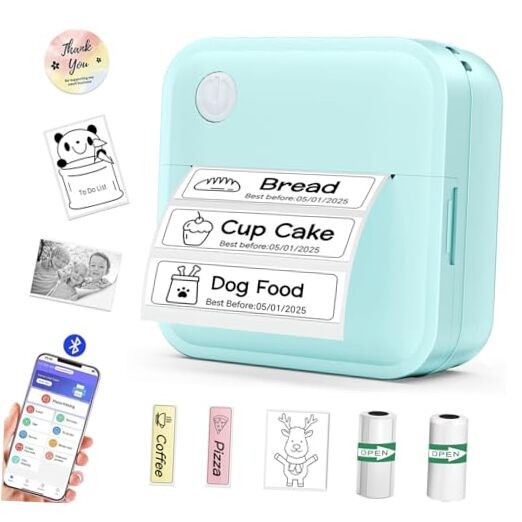 Mini Sticker Label Maker Machine with Blue Tape - Portable Tooth Label Printer  -image