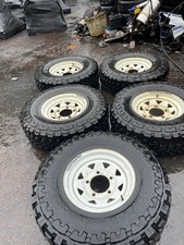 LAND ROVER DEFENDER 16 WHITE 8 SPOKE WHEEL & TOYO OPEN COUNTRY 255/85/16 TYRES 5