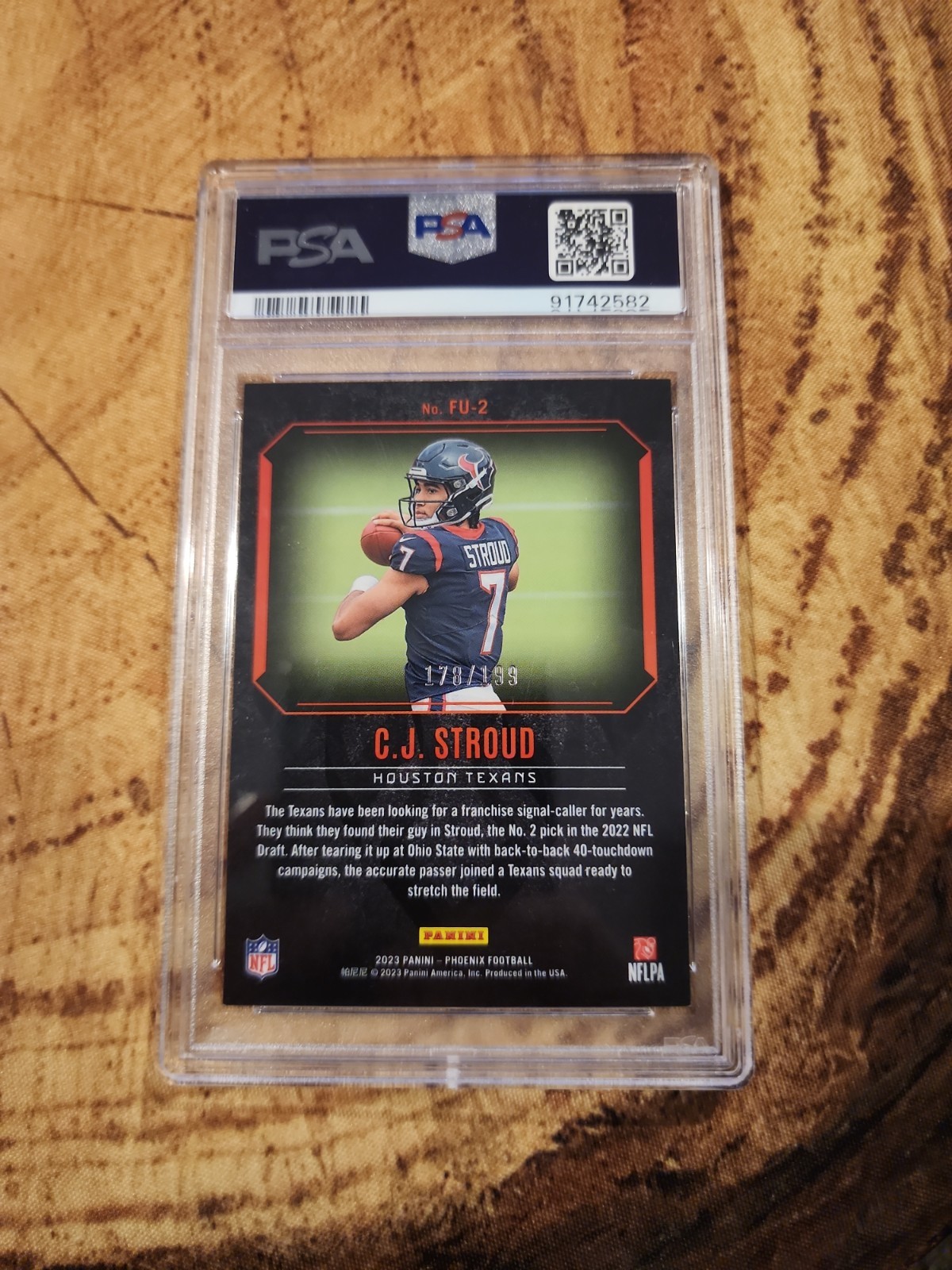 PSA 10 2023 PANINI PHOENIX FIRED UP RED CJ STROUD SER# 178/199 view 2