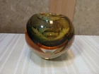 Vintage Sommerso Murano Heavy Amber Clear Art Glass Votive Paperweight 3.2 Lbs