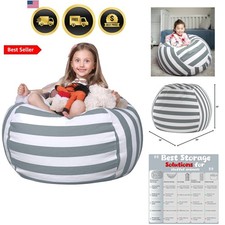 Stuffed Animal Storage Bean Bag Chair Cover for Kids Stuffable Zipper Beanb...