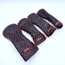 Titleist Black Leather Headcover 4 Piece Golf Head Cover Set Premium Edition