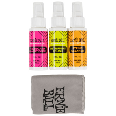 Ernie Ball Instrument Care 3-pack with Microfiber Polish Cloth, P04225