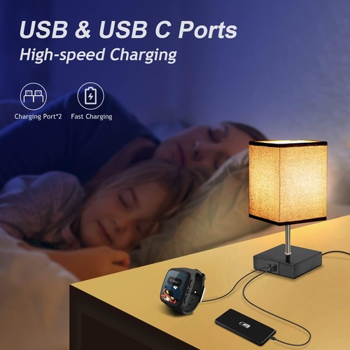 Tischlampe 2er Set mit USB-Ladefunktion Touch Dimmbar Nachttischlampe DE - Bild 4 von 21