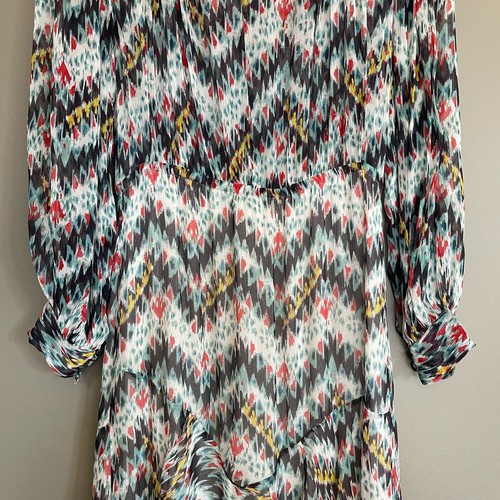 ISABEL MARANT ÉTOILE Enna Silk Chiffon Asymmetrical Dress Size XS White Black - Picture 7 of 22