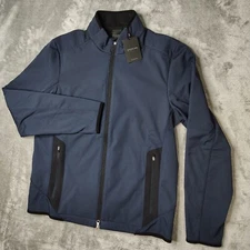 Dunning Golf Jacket Mens Small Blue Softshell Full Zip Mock Neck Performance NWT