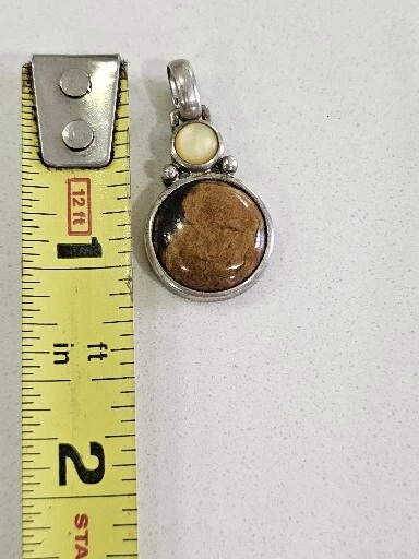 Vintage wk whitney kelly 925 Sterling Silver  Gemstone Pendant Cabachon Artisian - Image 3 of 3