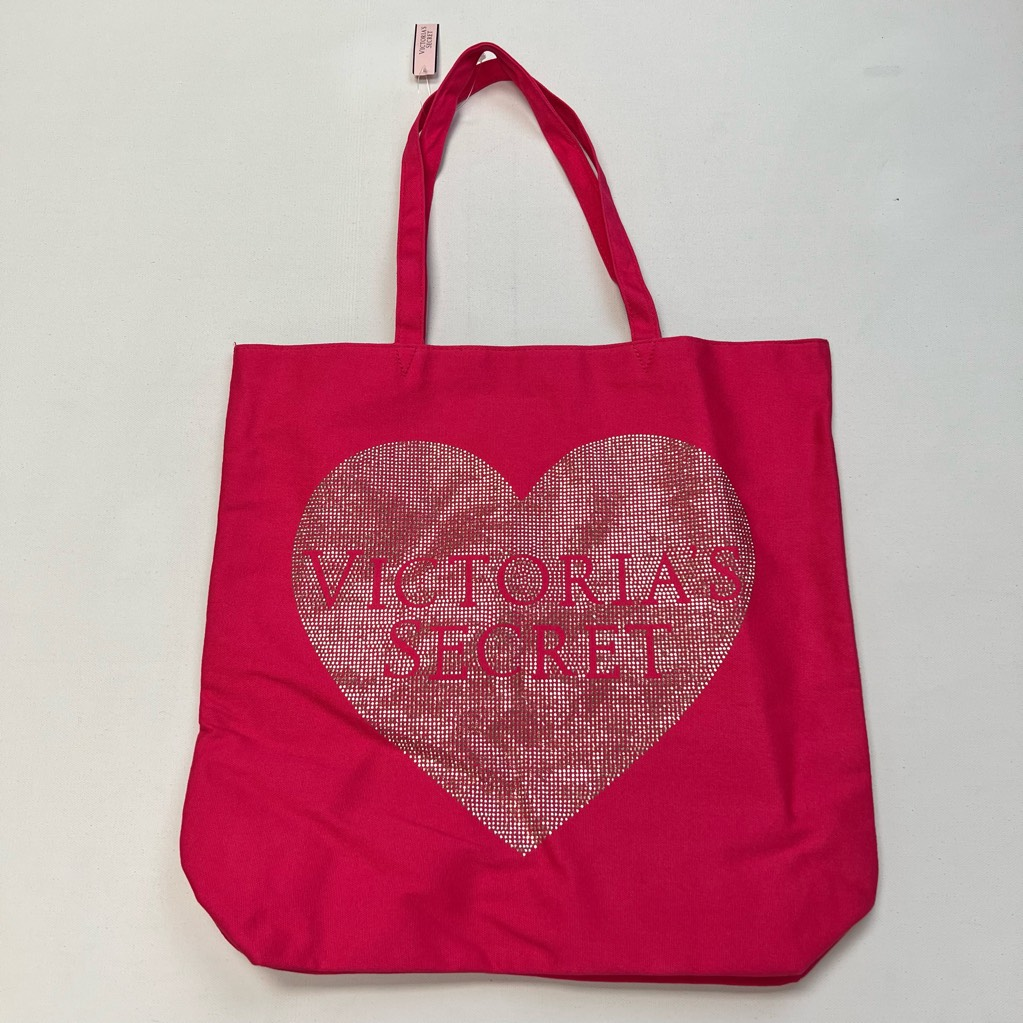 Victoria's Secret Magenta Spellout Heart Sequins Tote Bag for Women