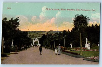 c1910's San Francisco California Postcard Palm Avenue Sutro Heights Park People