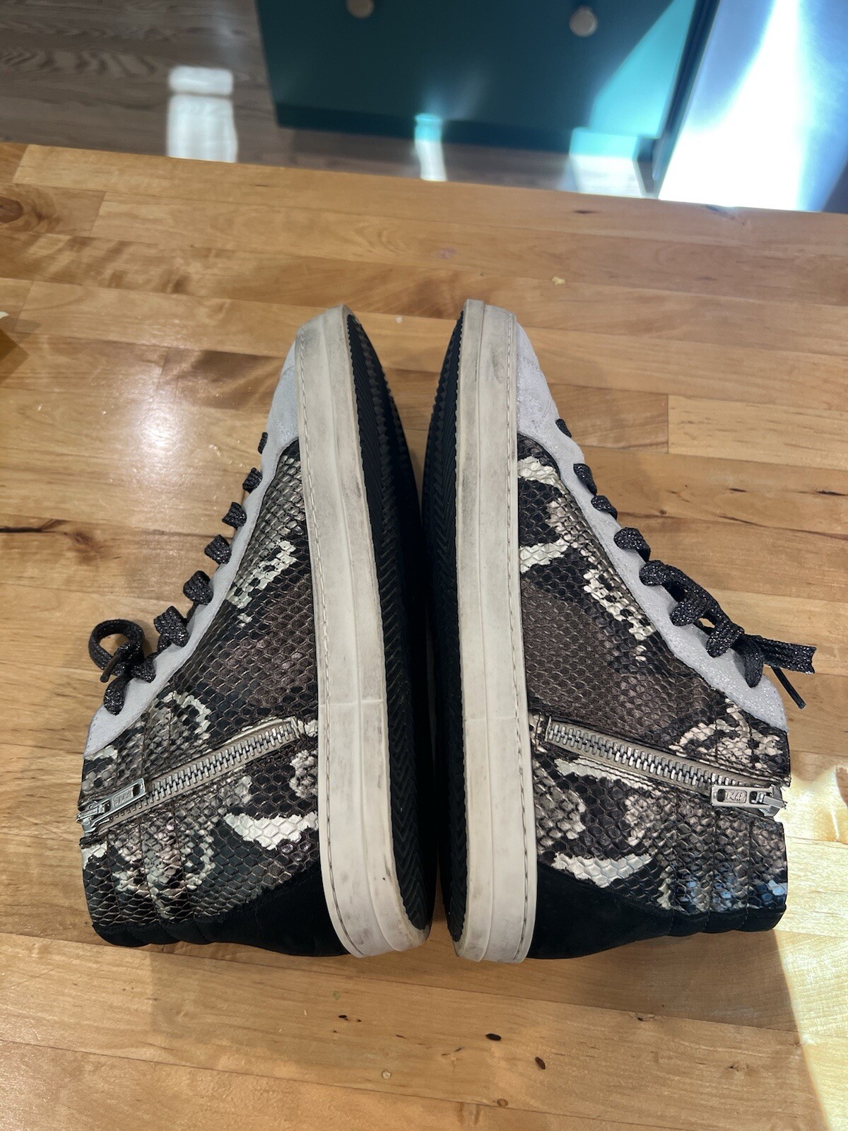 P448 Shoes Women's 7 37  Leather High Top Lace Up Zip Skate Sneakers